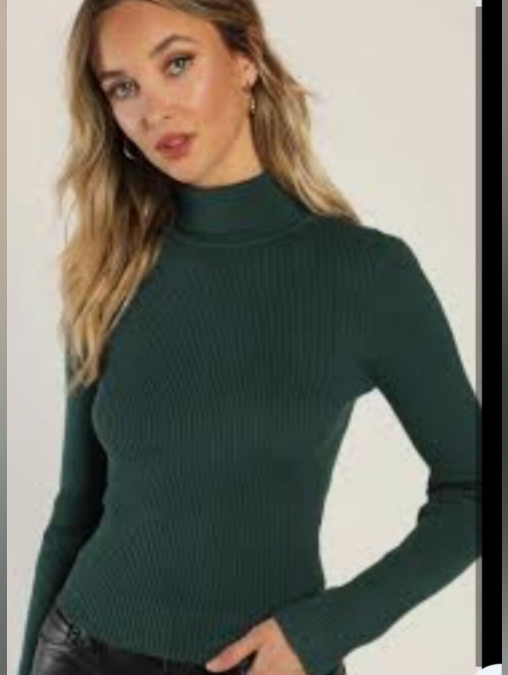 Jon & Anna Emerald Green Ribbed Turtleneck Sweater